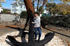Stacy and an anchor in Mystic, CT