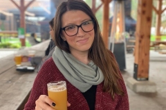 Stacy enjoying a Tree House brew.